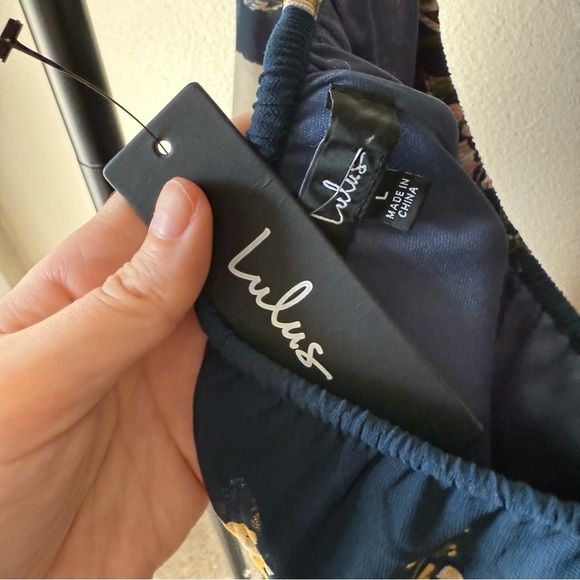 Lulu's Navy Floral Off-Shoulder Blouse - Picture 3 of 3